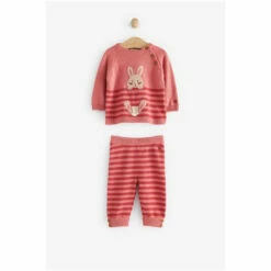 Fat Face FatFace Pink Knit Bunny Jumper And Leggings Set -FatFaceshop unnamed file 5276