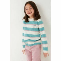 Fat Face Green Block Stripe T-Shirt