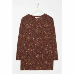 Fat Face FatFace Purple Leena Textured Dot Longline T-Shirt -FatFaceshop unnamed file 581