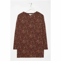 Fat Face FatFace Purple Leena Textured Dot Longline T-Shirt -FatFaceshop unnamed file 582