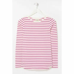 Fat Face FatFace Pink Organic Cotton Breton T-Shirt -FatFaceshop unnamed file 586