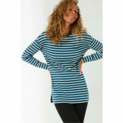 Fat Face FatFace Green Leena Stripe Longline T-Shirt