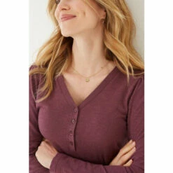 Fat Face FatFace Purple Helen Henley Top -FatFaceshop unnamed file 651