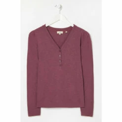 Fat Face FatFace Purple Helen Henley Top -FatFaceshop unnamed file 652