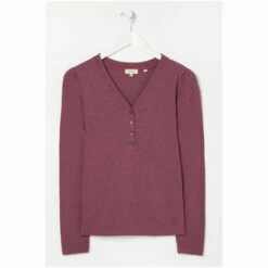 Fat Face FatFace Purple Helen Henley Top -FatFaceshop unnamed file 653