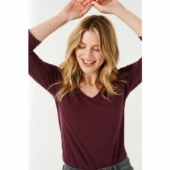 Fat Face FatFace Purple Kemi 3Qtr Organic Cotton Top -FatFaceshop unnamed file 681