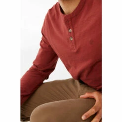 Fat Face FatFace Red Long Sleeve Slub Henley T-Shirt -FatFaceshop unnamed file 701