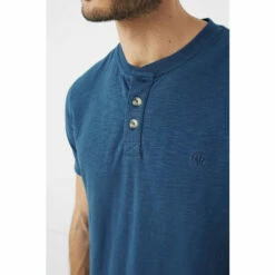 Fat Face FatFace Blue Short Sleeve Slub Henley T-Shirt -FatFaceshop unnamed file 734