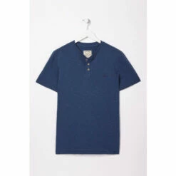 Fat Face FatFace Blue Short Sleeve Slub Henley T-Shirt -FatFaceshop unnamed file 735
