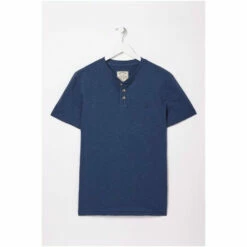 Fat Face FatFace Blue Short Sleeve Slub Henley T-Shirt -FatFaceshop unnamed file 736