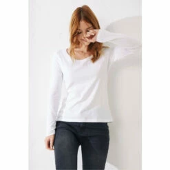 Fat Face FatFace Katie Organic White Cotton Top