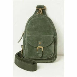 Fat Face FatFace Green Porto Suede Cross-Body Backpack -FatFaceshop unnamed file 901